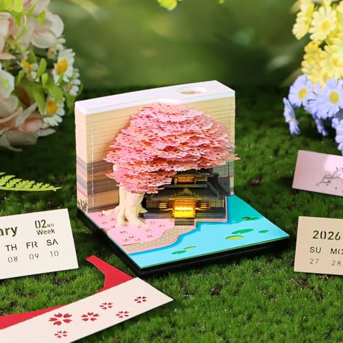 RSLIPIN 3D Memo Pad Time Piece Calendar 2026,3D Calendar 2026 Marriage Tree Rip Away Calendar Art Notes for Record, Bookmark, Gift & Decorative — view 2