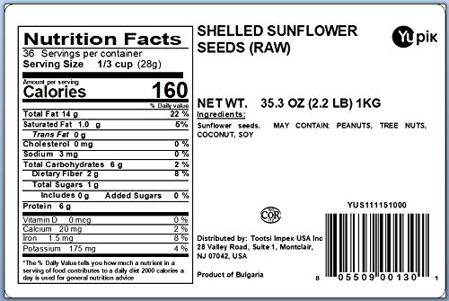 Yupik Seeds, Raw Shelled Sunflower Kernels, 2.2 lb
