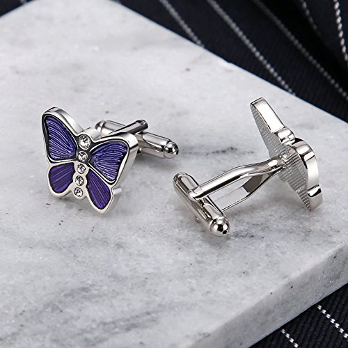 Mancuernillas de negocios para hombres con zirconia cúbica miniatura 4