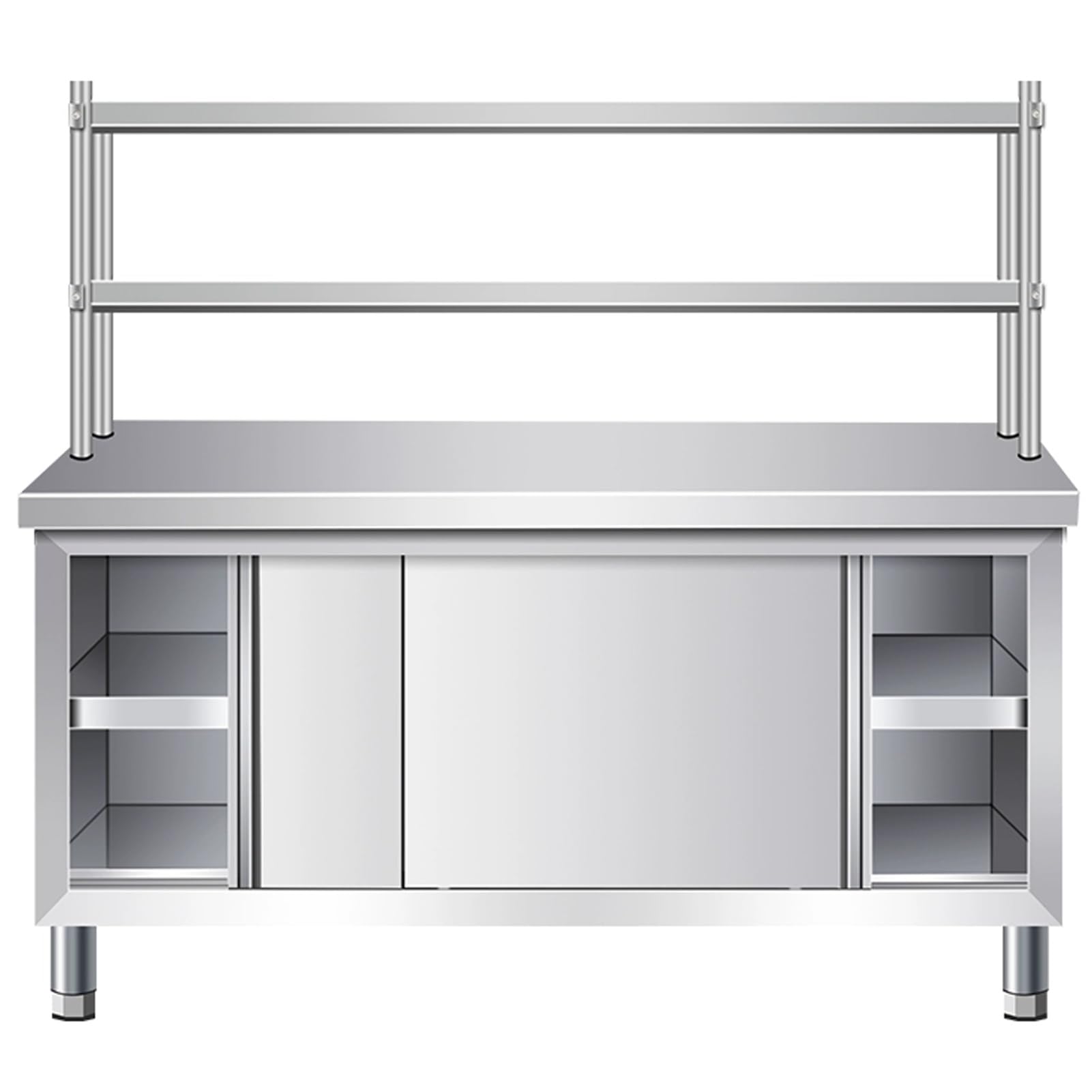 Edelstahl Arbeitstisch, Zerlegetisch mit Überregalen, Arbeitstisch Küche, Küchenarbeitsplatte Aus Edelstahl, Werkbank Aus Edelstahl for Restaurants(80x60x80cm)