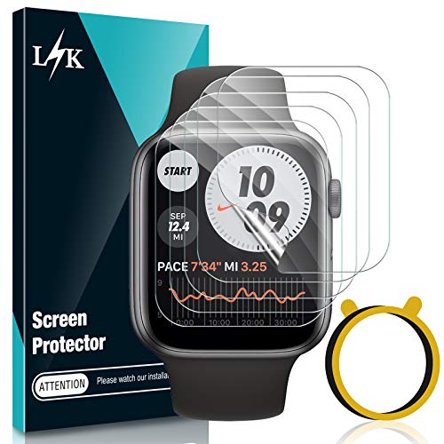 [5 Pack] LϟK Screen Protector for Apple Watch SE/Series 4 5 6 44mm HD Clear Flexible TPU Film with [Circle Installation Tool] Bubble Free for iWatch SE/6/5/4 44mm (Not fit for iWatch Series 3/2/1)