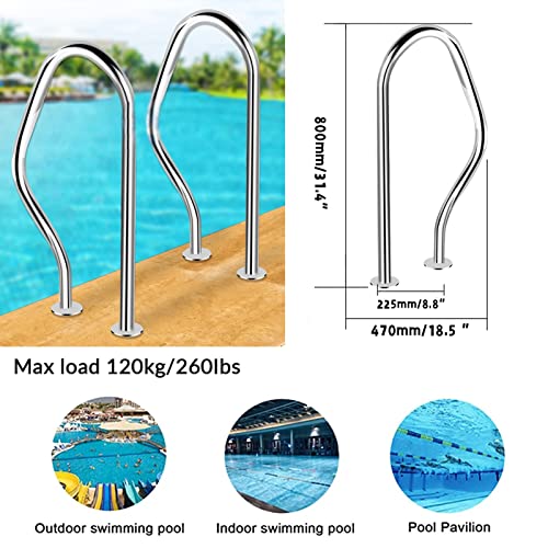Barandilla para piscina de acero inoxidable 31.4x18.5 pulgadas miniatura 2