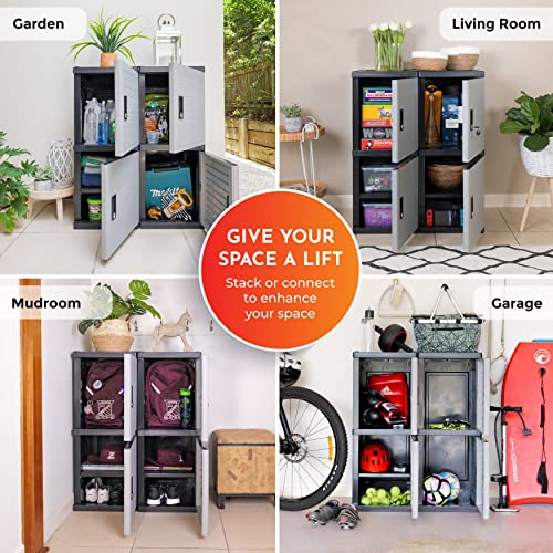 4 Door Locker Storage Cabinets - Set Of 4 Large Lockers, Connectors, 2 Keys, & 2 Shelves – Home, Office, Garage, & Bathroom Organization And Storage By Jink, 37 X 15 X 18In/Unit, 35 Gallons Each #TOP4