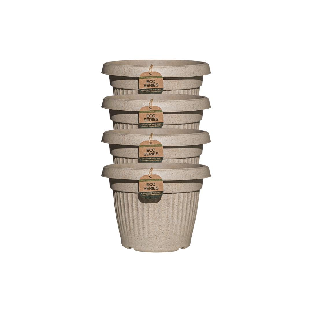 Harshdeep Flower Pots for Home Decoration - Bello - Indoor Outdoor Balcony Garden Decorative Round Earth Friendly 10 Inch UV Protected Planter Set of 4 (Cream) (B0D8ZXKBXP) Amazon Price History, Amazon Price Tracker