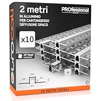 Profilo Alluminio Eurocali Per Strisce LED Da Incasso - 5 Pezzi 2m | Per Cartongesso