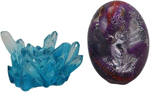 Miniatura 10 de Ebros Gift Fantasy Land of the Dragons - Figura decorativa de huevo de cristal acrílico con base de cristales azules, 3.5 pulgadas de alto,