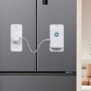 Smart Fingerprint Fridge Lock - Child Proof Cabinet Locks and Refrigerator Locks, No-Drill Adhesive Installation, for Fridge, Cabinet and Drawers (White 1pcs)