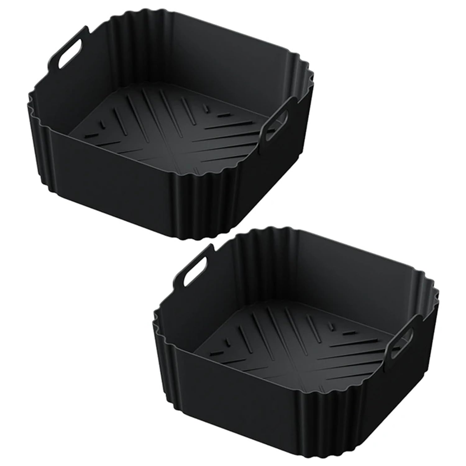 Air Fryer Silicone Liners for Ninja AF140 AF141 AF180 AF181 Air Fryer for Philips HD9270 Basket Baking,9inch Reusable square,Black×2 pack