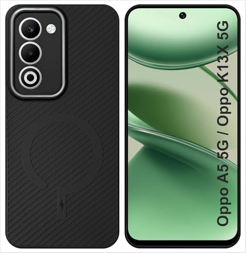 Image of SBMS Back Cover for Oppo A5 5G / Oppo K13X 5G Soft Matte Silicone Cover with Slim Fit | Mag-Safe Logo (Not Mag-Safe Compatible) | Shockproof | Camera Protection Bumper Case for Oppo A5 5G (Black)