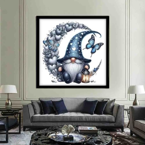 Image of DYAIANGMU Stamping Cross Stitch Kit,Gnome Butterfly Stitch Kit for Adult Beginners, Full Line DIY Cross Stitch Stitching Kit for Home Decor Cross Stitch Patterns 13.7x13.7 inches