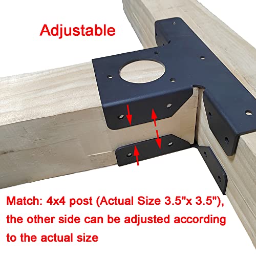 Chooglkj 2Pcs Heavy Duty Pergola Corner Brackets Extension 3-Way T Brackets For 4X4 (Actual:3.5 Inch) Post Bracket Pergola Gazebo Kit (2) #TOP2