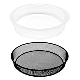 2 Pcs 7 Inch Metal Round Bird Feeder Tray and Plastic Bird Bath Bowl, Wild Birds Seed Tray Bath Water Bowl Outdoor Accessory for Humming Feeder Station (2)