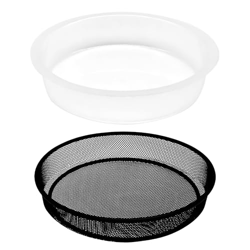 2 Pcs 7 Inch Metal Round Bird Feeder Tray and Plastic Bird Bath Bowl, Wild Birds Seed Tray Bath Water Bowl Outdoor Accessory for Humming Feeder Station (2)