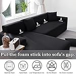 NAISI Couch Cover L Shape 2 Pieces Sofa Cover Soft Stretch Slipcovers with 2pcs Pillowcases Furniture Protector Sectional Couch Covers 3 Seater + 3 Seater(Black) - Image 4