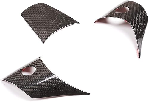 Miniatura 4 de Cubierta de decoración del volante del coche de fibra de carbono 100% real, 3 unids para Tesla modelo 3 2017-2019 accesorios de automóvil