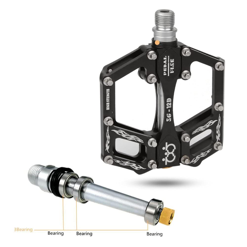 Pedali Per Bici In Alluminio - Antiscivolo Con 12 Tacchetti - Mandrino 9/16 - Per MTB, BMX, Strada - Foto 5