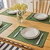 Demetex Cloth Placemats Green Set of 4 Vintage Textured Linen Place Mats Heat Resistant Plate Placemat for Kitchen Dinning Table Green
