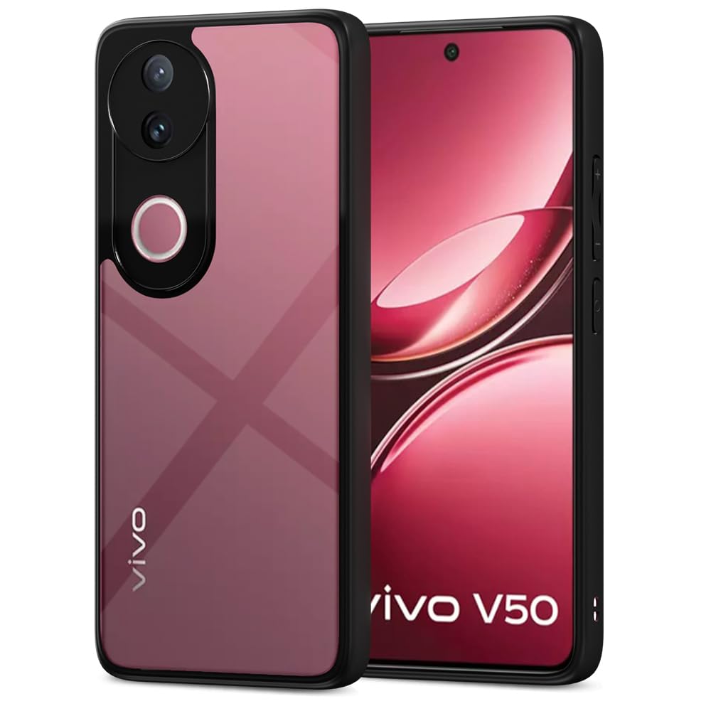 Amazon Basics Back Cover for Vivo T4R 5G / iQoo Z10R 5G / Vivo V50 5G / V50e 5G | Shockproof Sleek Hybrid Armor Bumper Case (Black)