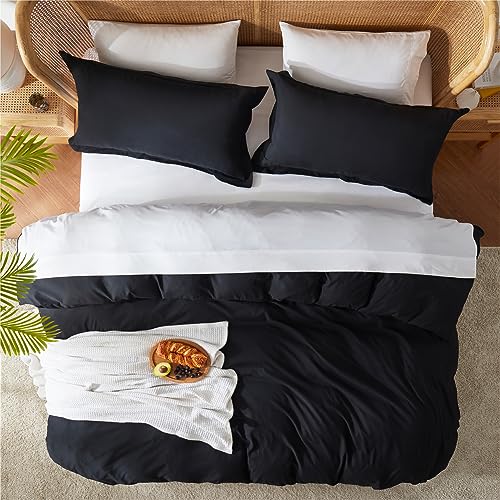 image for Nestl Black Duvet Cover Full Size - Soft Double Brushed Full Size Duve