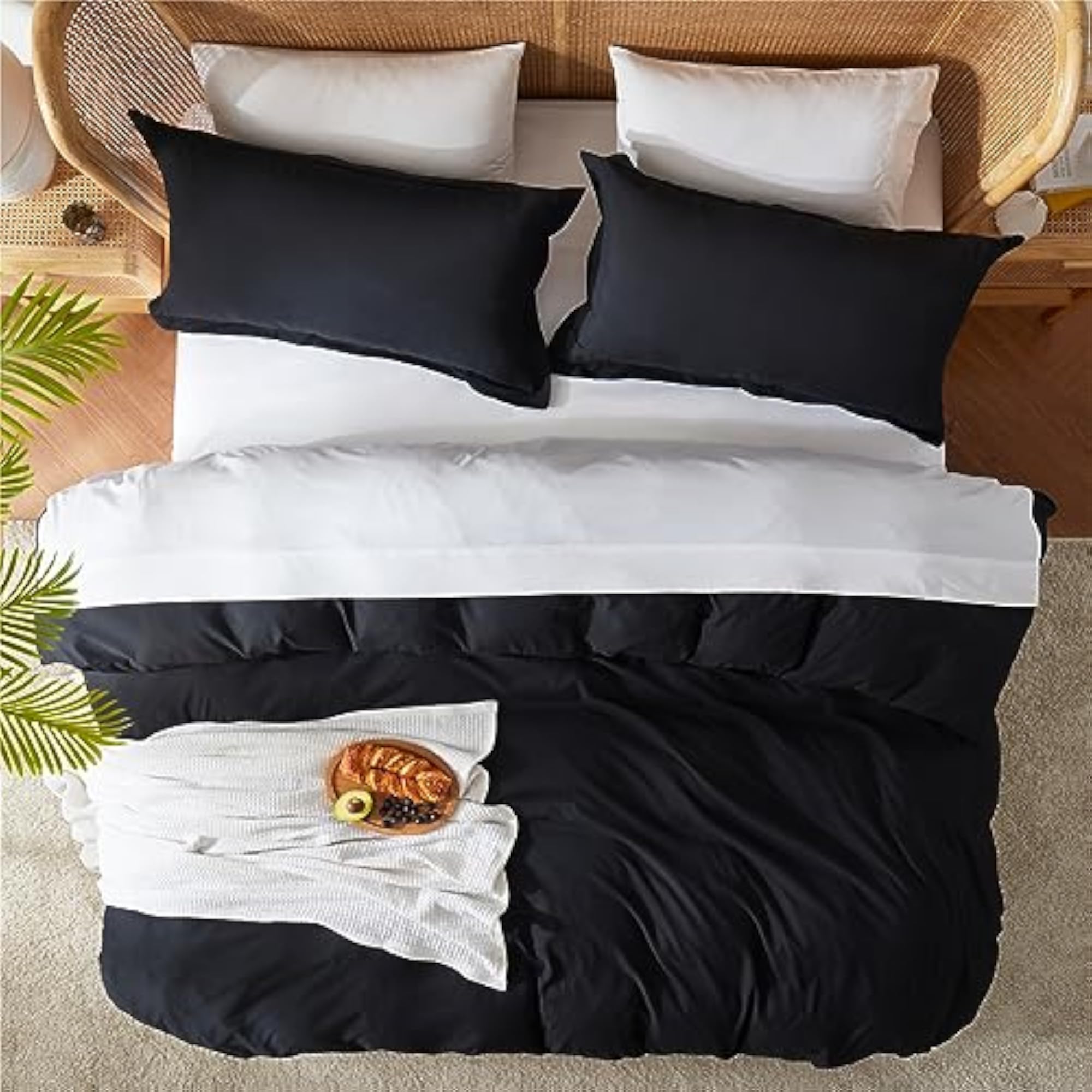 Luxury 100% Super Soft Microfiber Duvet Cover Set, Black