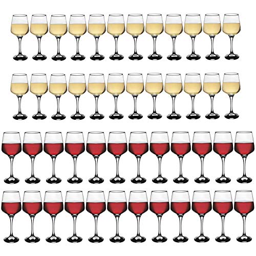 Argon Tableware Wine Glass Set - 48 Piece - 400ml & 295ml - Tallo Collection Dishwasher Safe Red White Wine Glasses White Wine Glasses Set for Restaurants, Celebration Party