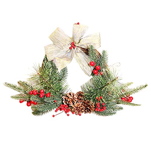 Cercle de vigne de Noël en mousse et ornements de tête de porte durables