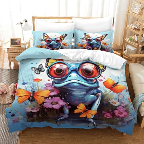 Housse de couette grenouille 140x200 microfibre avec taies d'oreiller - 2