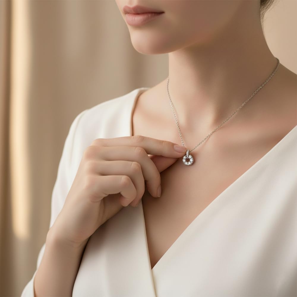 JOLINO Moissanite Pendant Necklace for Women,Moissanite Inspired Christmas Wreath,925 Sterling Silver Plated with Platinum,Gift for Wife,Girlfriend,Mother,or Best Friend on Christmas,Birthdays,Anniversaries,or Graduations - Image 3