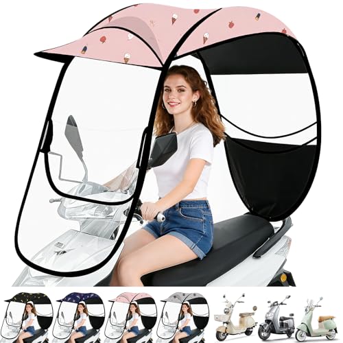 Catálogo para Comprar On-line Telas para toldos - los más vendidos. 46 Toldo Cubresol Moto General Impermeable para Motocicletas, Tela Oxford Opaca, las Ventanas Delanteras se Pueden Abrir, Protege Contra el Sol, la lluvia, El Viento y El Polvo (Rosa)