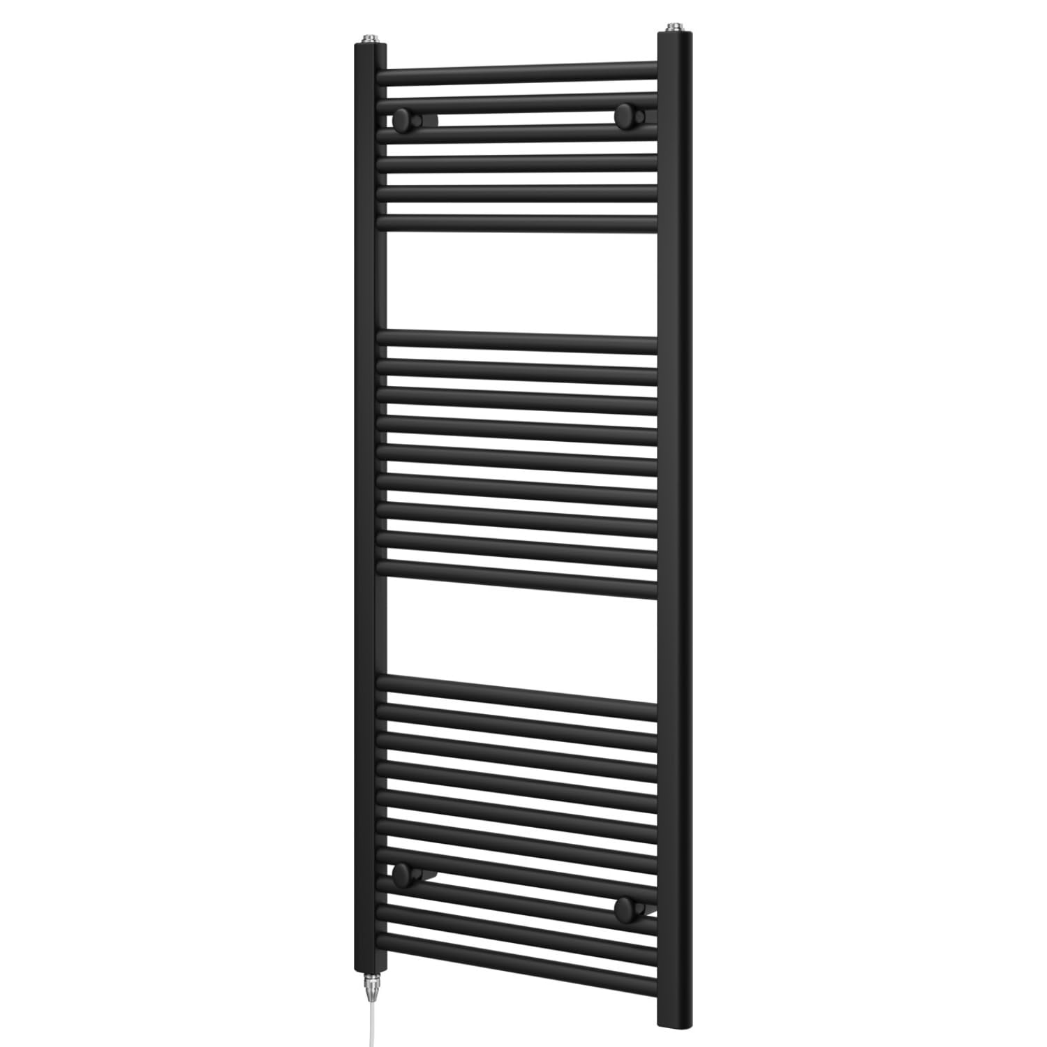 Newark Matt Black Electric Heated Towel Rail Wall Mounted Slim Ladder Design Bathroom Radiator - 1200mm x 500mm