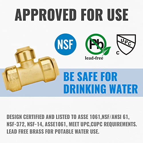 image for SUNGATOR 3/4 Inch x 3/4 Inch x 1/2 Inch Reducing Tee, No Lead Brass Pu