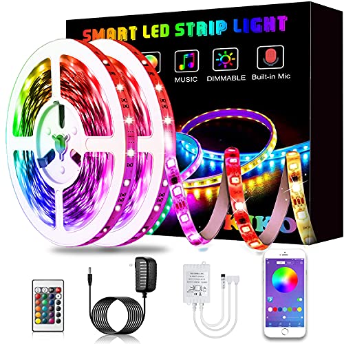 L8star LED Strip Lights, 32.8Ft/10M Color Changing Rope Lights SMD 5050 Flexible RGB Light Strips with Bluetooth Controller Sync to Music Apply for TV Bar Counter Cabinet Party Christmas Decoration