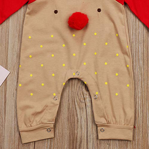 SOIMISS 1 Set Lange Mouw Rendier Rode Neus Leuke Cartoon Bodysuit Set Jumpsuit Streep Hoed Voor Kerst Pasgeboren Baby Meisjes Jongens Kleding(Pak Voor 6-12 Maanden Hoogte Ongeveer 80 Cm) - Afbeelding 3