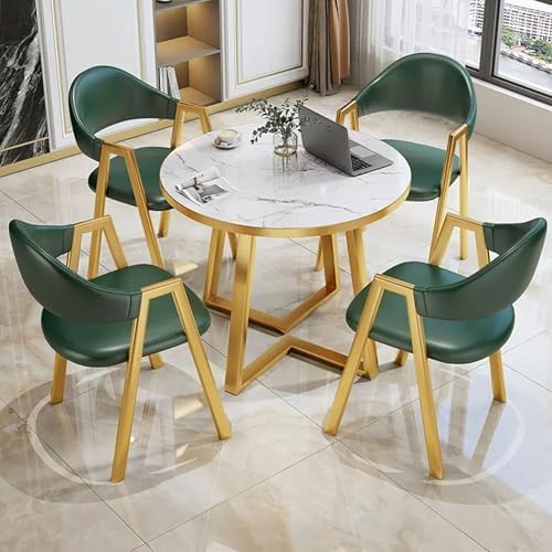 Modern Office Fur Conference Table Set with 4 Chairs, Elegant Reception & Coffee Tables for Dining Room, Meeting Room, Kitchen - Ideal for Professional Events