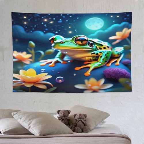 Tapisserie grenouille big eyed pour habiller un grand mur blanc sans peindre