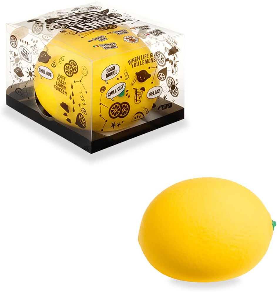 968104 XXL Anti-Stress Squeeze Super Lemon, Approx. 11.5 x 16 x 11 cm, Squishy in Lemon Shape, Stress Ball for Children and Adults