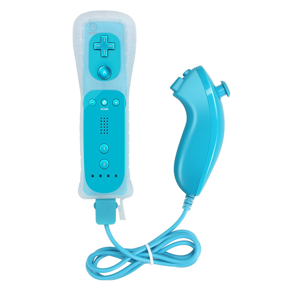 Wii Remote Controller Zoewal FA01 Wii Remote with Silicone Case Wrist Strap for Wii u Games-Blue (Third-party manufacturing)