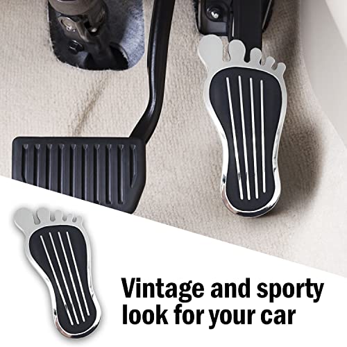 Gazoz Performance Pedal Pad-Style Cover - No Drilling Anti-Slip Aluminum Brake And Accelerator Pedal Covers - Hot Rod Rat Chrome Custom Gas Pedal Pad Cover Accessories #TOP1