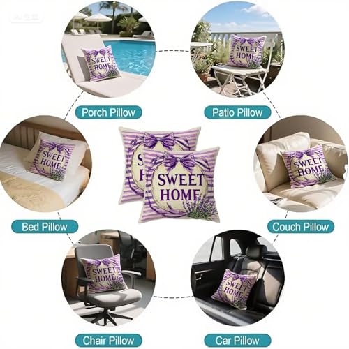Housse coussin 55x55cm velours taie oreiller violet imperméable D750 - 7
