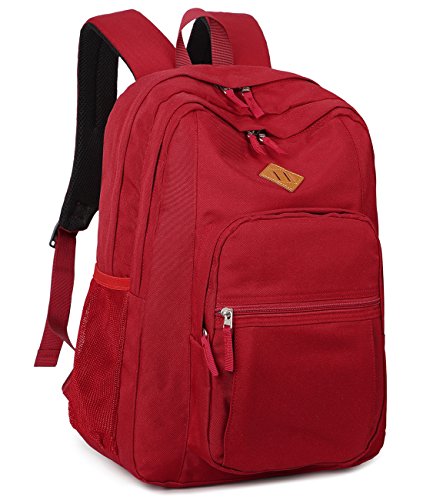 Abshoo Girls Solid Color Backpack For College Women Water Resistant School Bag (Red) - Thumbnail 3