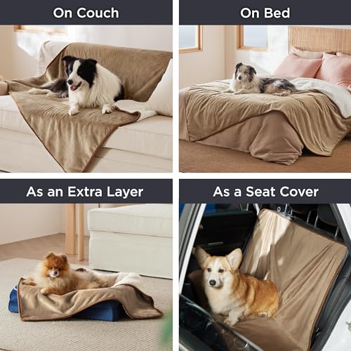 Image of Bedsure Waterproof Dog Blankets for Small Dogs - Small Cat Blanket Washable for Couch Protection, Sherpa Fleece Puppy Blanket, Soft Plush Reversible Throw Furniture Protector, 25 inchX35 inch, Camel