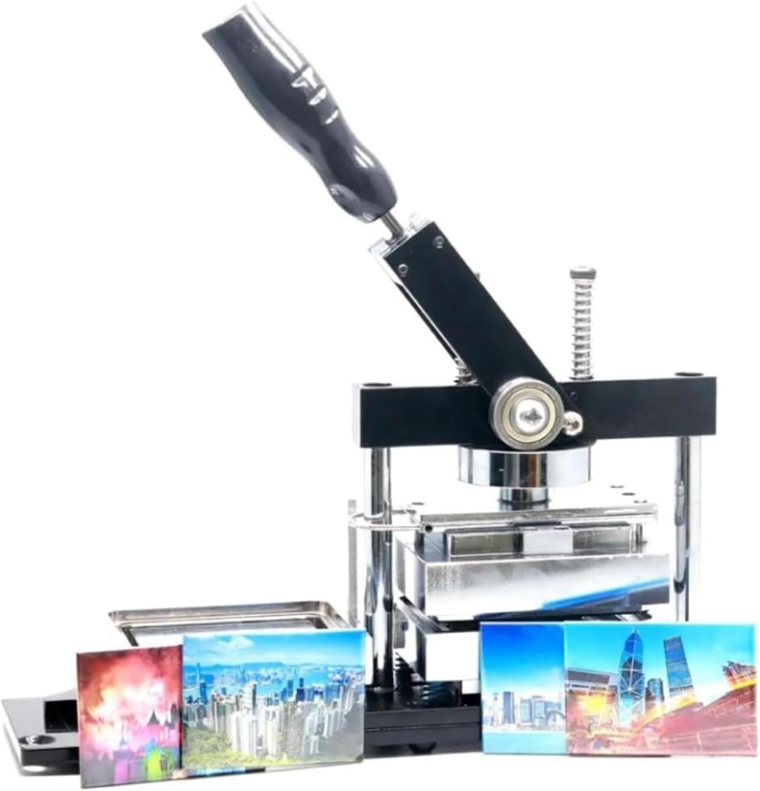 Square Fridge Magnet Making Machine Set 80 X 53mm/90 * 65mm Professional Metal Badge Maker with Paper Cutter + 100pcs Component, for DIY Badge Making(90X65mm)