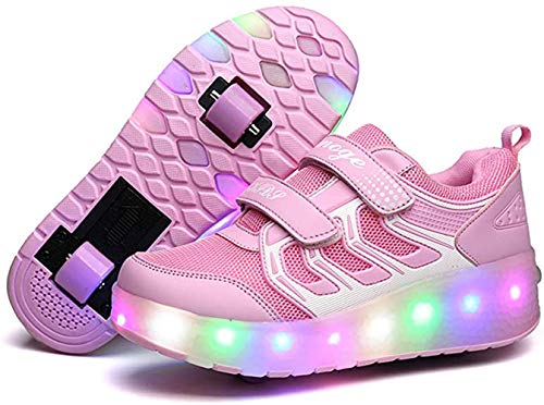 Child Roller Skates LED Sport Sneakers Rechargeable Roller Shoes for Boys Girls 2.5 M US Little Kid2
