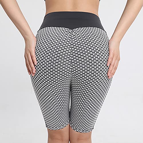 Yoga Shorts Womens Yoga Shorts Elastic Running Shorts Stretch Leggings Fitness Running Pockets Sport Knee-Length Yoga Pants Gray #TOP4