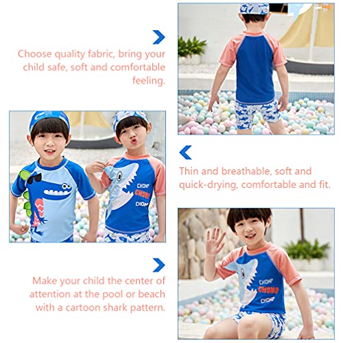 ABOOFAN 1 Set Crianças Dos Desenhos Animados Tubarão 3-Crianças Swimwear Pedaço Maiôs Trajes de Banh