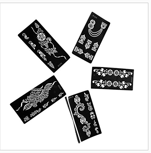 5pc Eternity Stencils, Decoration, Legs, Arms, Back, Shoulders, Chest, Indian Arabian Tattoo Reusable Stencils Stickers To Draw Around By LAMINAU