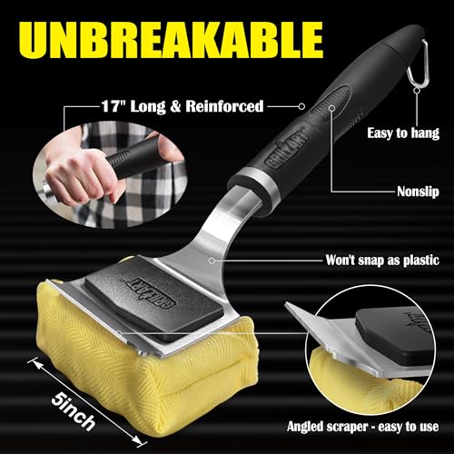 GRILLART-Grill-Brush-for-Outdoor-Grill-Bristle-Free-Reinforced-Grill-Cleaner-Scraper-BBQ-Brush-Replaceable-Head-Barbecue-Grill-Cleaning-Brush-Safe-BBQ-Accessories-Grill-Tools-Gifts-for-MenDad