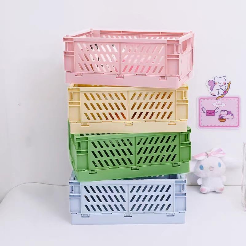 EURXLQ 2 Stück Klappbox,Klappkiste Körbe Aufbewahrung Zusammenklappbarer Tragbar Aufbewahrunskisten Bunt aufbewahrungskiste Geeignet für Küche,Bad,Büro,Schlafzimmer (Gelb, 25×16×10cm) Küche, Haushalt & Wohnen