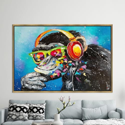 Art mural toile DJ Monkey impression haute définition peinture animal moderne