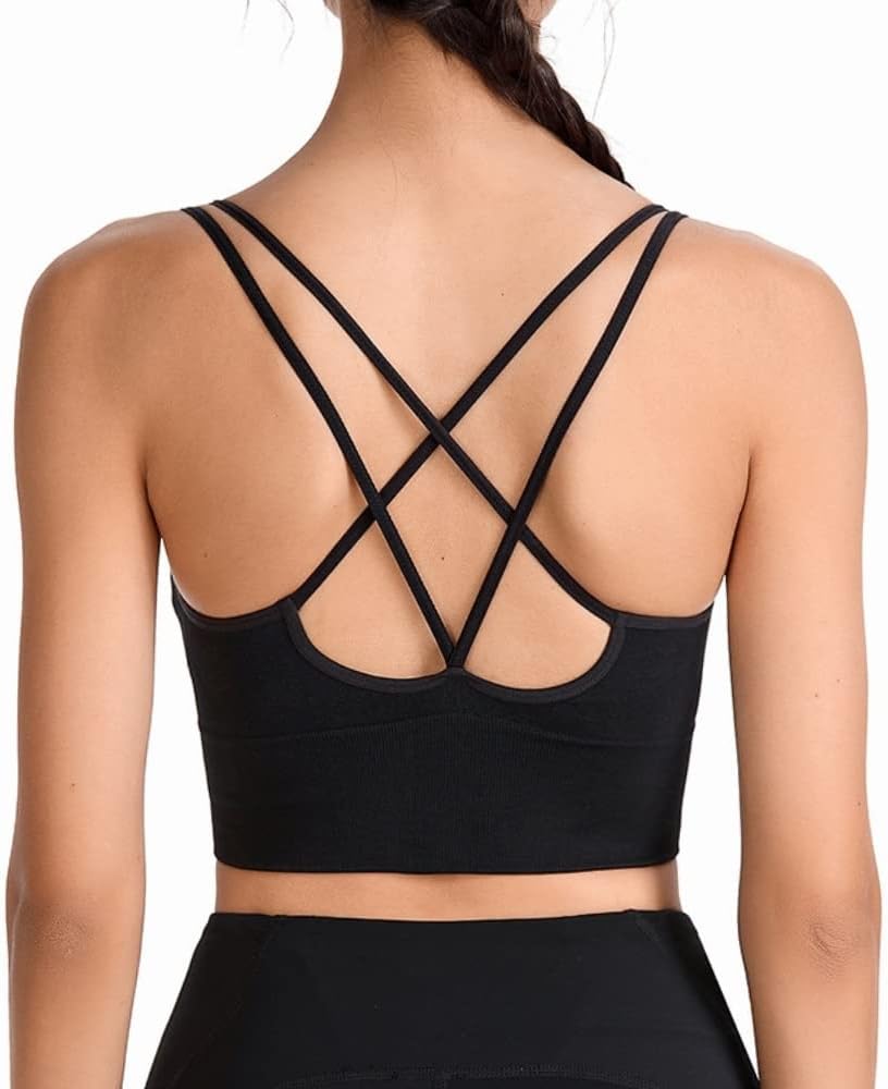 [machikaada] スポーツブラ 揺れない ハイサポート バックデザイン 丈長め スポブラ ストレッチ ヨガウェア